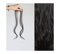 Scoppi Frangia laterale, frangia lunga e ondulata con clip, frontale for donna, uso quotidiano, set da 2 pezzi, aste lunghe, finta sintetica naturale Acconciatura(Brown black)