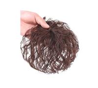 Scoppi per donne Parrucca sintetica 3D con frangia, parrucca di ricambio invisibile clip in Clip con frangia(Dark brown)