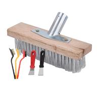 Scoppia di spinta in metallo esterno - Giardino a filo rigido Testa spazzatura, spazzola a montaggio a presa | Attacco per la pulizia delle setole resistenti alla ruggine, scopa robusta per la pavimen