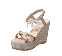 Scopri sandali eleganti da donna da indossare tutti i giorni, perfetti per il lavoro e gli appuntamenti, con pizzo e tacchi aperti e comode cinghie elasticizzate. Calzature ideali per l'estate., beige