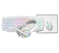 Scorpion 4-In-1 PC per Giochi Fascio, Tastiera & Mouse Set Con Cuffie, Bianco
