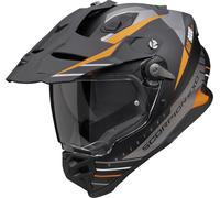 Scorpion ADF-9000 Air Feat Casco da motocross, nero opaco/argento/arancione, Taglia M (57/58)