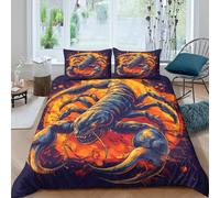 Scorpion artworkcopripiumino microfibra 3 pezzi motivo 3D con cerniera vibrant fantasy illust Set Di Copripiumino incluso federe aiosa morbida for ragazzi King（220x240cm）