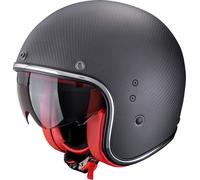 Scorpion Belfast Carbon Evo Solid, casco jet M male Nero Opaco/Rosso