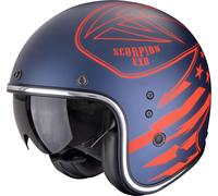 Casco da moto aperto Scorpion Belfast Dawg Blu-Rosso opaco M