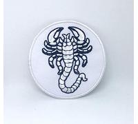 Scorpion Biker Iron Sew On Jacket Jeans Toppa ricamata nera bianca