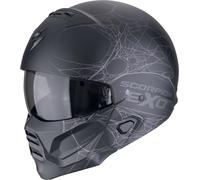 Scorpion EXO Combat II Spiderweb Casco Jet, nero opaco/argento, Taglia XS (54/55)