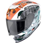 Scorpion EXO JNR Air The4Elements Casco per bambini, bianco/blu/arancione, Taglia Y/L (52/53)