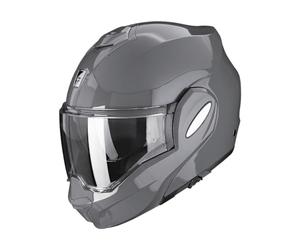 SCORPION EXO-TECH EVO SOLID CASCO HELMET RIBALTABILE FLIP BACK MODULARE GRIGIO CEMENTO (M)