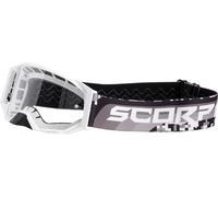 Maschera motocross Scorpion E24 bianco-nero con plexiglass trasparente
