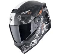 Scorpion Covert FX Skullz, casco integrale XS male Opaco Nero/Grigio/Oro