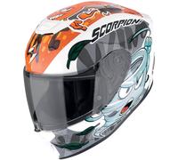 Scorpion EXO-JNR Air The4elements, casco integrale bambini S male Bianco/Blu/Arancione/Grigio