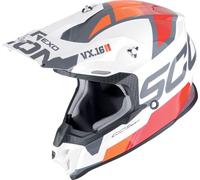 Scorpion VX-16 Evo Air Analog Casco da motocross, bianco/rosso/arancione, Taglia M (57/58)