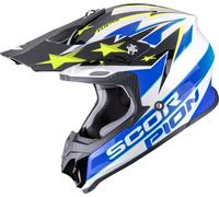 Scorpion VX-16 Evo Air Patriot, casco da motocross S female Bianco/Blu/Nero/Giallo Fluo