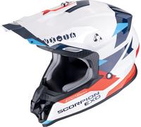 Scorpion VX-16 Evo Air Rod Casco da motocross, bianco/rosso/blu, Taglia XS (53/54)