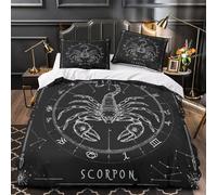 Scorpion Zodiac Symbol Set Di Copripiumino microfibra ultra morbida 3 Pezzi stampa 3D con federa Astrology Mystical Set Di Copripiumino con federa soffice traspirante for ragazzi King（220x240cm）