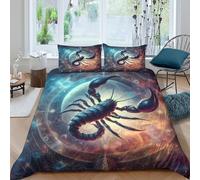 Scorpion zodiacSet Di Copripiumino ultra microfibra 3 Pezzi stampa 3D con cerniera mythical cosmic art copripiumino con federe traspirante ultra morbido for ragazze King（220x240cm）
