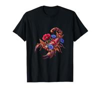 Scorpione con Papaveri Rossi e fiordalisi Blu Maglietta