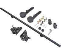 scorrere la pista del tubo circolare, Kit ferramenta for scala scorrevole, binario mobile in tubo tondo in acciaio nero con rulli da pavimento, solo di diverse dimensioni(16.4ft/5m track kit)