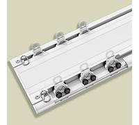 Scorrevole Doppia Binario per Tende a Soffitto, Silence Alluminio Binario Tende Soffitto, Bastone Tende con ruote silenziose, per Balcone, Camere da Letto, Ufficio(1.5m/4.92FT)