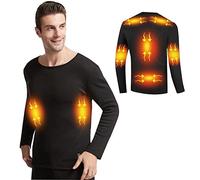 scosao Riscaldata Biancheria Intima Termica di Uomini Maglia a Manica Lunga Riscaldate Elettriche USB Intimo Termico con 3-Temperatura Controllo per Caccia, Sci, Camping, Moto,Black,M