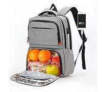 scosao Zaino Termico a Prova di Perdite, Borsa Frigo Isoterma con Scomparto Refrigerante, Multifunzione Zaino per laptop con Porta di Ricarica USB per Uomo Donna, Pic-nic, Barbecue, Campeggio,Gray