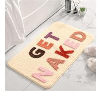 scoseptzy Get Naked - Tappetino da bagno carino in microfibra, antiscivolo, assorbente, per vasca e doccia, lavabile in lavatrice, 40,6 x 61,3 x 50,8 x 81,3 cm (giallo, 50,8 x 81,3 cm)