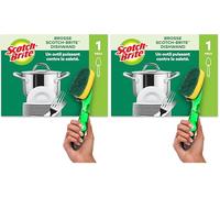 Scotch-Brite Spazzola Dosatrice per Piatti con Serbatoio Detersivo - Testina Abrasiva Resistente, per Pentole, Padelle, Ghisa e Griglie - Delicata sulle Mani, per la Cucina di Casa (Confezione da 2)