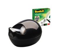 Scotch Dispenser Karim Rashid, Nero + Nastro Magic, 1 Rotolo, 19 mm x 7,5 m | Ricaricabile, per Casa e Ufficio con Nastro Adesivo Opaco Multiuso per Riparazione Documenti, Etichettatura e Sigillatura