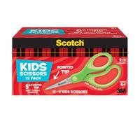Scotch Forbici per bambini con punta smussata morbida da 12,7 cm, confezione da 12 pezzi, verde, forbici multiuso per scuola e artigianato (1442P-12)