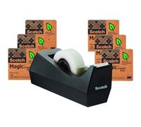 Scotch Magic Greener Tape con dispenser da tavolo C38, larghezza standard, progettato per rammendare, l'originale, 3/4 x 900 pollici, scatola, 6 rotoli, 1 dispenser (812-6PC38)