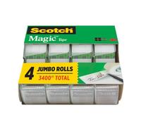 Scotch Magic Tape Dispenser, 4 rotoli Jumbo, 1,9 cm x 2.159 cm, 8.636 cm in | Nastro invisibile con centinaia di usi per casa, ufficio, forniture scolastiche per insegnanti, etichettatura