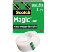 Scotch Magic Tape Nastro Adesivo Trasparente - 1 Rotolo - 19mm x 33m - Nastro Trasparente Opaco e Scrivibile Ideale per Casa, Ufficio e Scuola