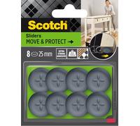 Scotch Move & Protect Sliders SP62A06, Adesivo, Grigio, Ø 25 mm, Confezione da 8, 150 Kg