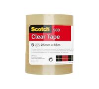 Scotch Nastro Adesivo 3M, Trasparente Acrilico, 25 mm x 66 m, Confezione Torretta da 6 Pezzi - Ottimo per l'uso a casa e in ufficio per l'uso a casa e in ufficio