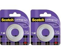 Scotch Nastro adesivo GiftWrap - 1 Rotolo da 19 mm x 25 m - Nastro Adesivo Trasparente Satinato da Utilizzare sulla Carta da Regalo (Confezione da 2)