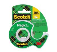 Scotch Nastro adesivo Magic - 1 Rotolo da 19 mm x 25 m, Dispenser portatile - Nastro Trasparente Opaco e Scrivibile Ottimo per Casa, Ufficio e Scuola