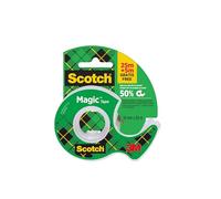 Scotch Nastro Adesivo Magic, 1 Rotolo su Dispenser, 19mm x 25m + 5 m GRATIS | Nastro Adesivo Multiuso per Riparazione Documenti, Etichettatura e Sigillatura; Finitura Opaca, Invisibile e Scrivibile
