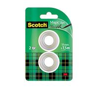 Scotch Nastro adesivo Magic - 2 Rotoli da 19 mm x 7,5 m - Nastro Trasparente Opaco e Scrivibile Ottimo per Casa, Ufficio e Scuola