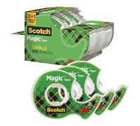 Scotch Nastro Adesivo Magic, 2 Rotoli su Dispenser + 1 GRATIS, 19mm x 7,5m | Nastro Adesivo Multiuso per Riparazione Documenti, Etichettatura e Sigillatura; Finitura Opaca, Invisibile e Scrivibile