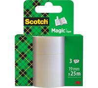 Scotch Nastro adesivo Magic - 3 Rotoli da 19 mm x 25 m - Nastro Trasparente Opaco e Scrivibile Ottimo per Casa, Ufficio e Scuola