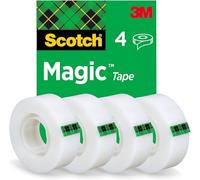 Scotch Nastro adesivo Magic - 4 Rotoli da 19 mm x 33 m - Nastro Trasparente Opaco e Scrivibile Ottimo per Casa, Ufficio e Scuola