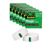 Scotch Nastro adesivo Magic - 6 Rotoli da 19 mm x 33 m - Nastro Trasparente Opaco e Scrivibile Ottimo per Casa, Ufficio e Scuola