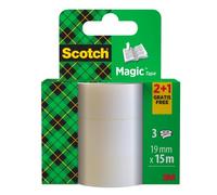 Scotch Nastro Adesivo Magic, Promo, 2 Rotoli + 1 GRATIS, 19 mm x 15 m | Nastro Adesivo Multiuso per Riparazione Documenti, Etichettatura e Sigillatura; Finitura Opaca, Invisibile e Scrivibile