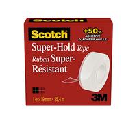 Scotch Nastro adesivo Super-Hold, 1 Rotolo, 19 mm x 25,4 m - 50% di Forza Adesiva in più Rispetto al Nastro Adesivo Crystal, Nastro Adesivo Trasparente, Sigillo Forte e Sicuro