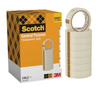 Scotch Nastro Adesivo Trasparente 508, 8 Rotoli, 19 mm x 66 m | Nastro Adesivo Trasparente Multiuso per Scuola, Casa e Ufficio; Facile da Usare, per Imballare, Sigillare e Riparare