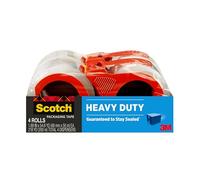 Scotch Nastro per imballaggio resistente, 4,8 x 54,6 m, progettato per imballaggio, spedizione e spedizione, forte tenuta su tutti i tipi di scatole, nucleo da 3 pollici, trasparente, 4 rotoli (3850-4RD)