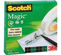 Scotch Nastro adesivo Magic - 1 Rotolo da 19 mm x 66 m - Nastro Trasparente Opaco e Scrivibile Ottimo per Casa, Ufficio e Scuola