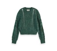 Scotch & Soda Distressed Cable Stitch Cropped Pullover Green Space Dye Taglia: M | Maglioni a maglia Outlet | Donna | Verde