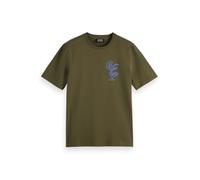 Scotch & Soda Left Chest Artwork t-Shirt, Classic Green, L Uomo